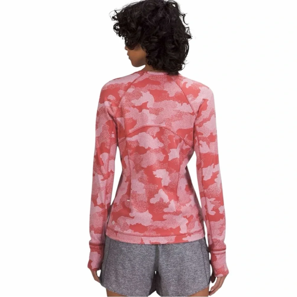 Lululemon Rulu Run Long Sleeve Shirt Heritage Speckle Camo Cranberry Size 4